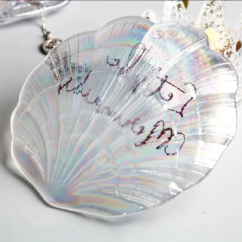 Маленькая тарелка в виде цветной ракушки креативная красная стеклянная для