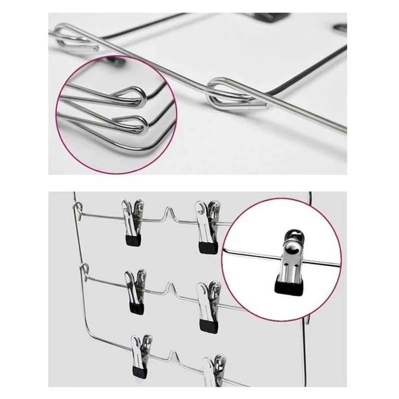 1PC Multilayer Clothes Hangers with 12 Clips Clothing Storage Rack Holder Drying Wardrobe Folding Pants Clothes Metal Skirt Rack images - 6