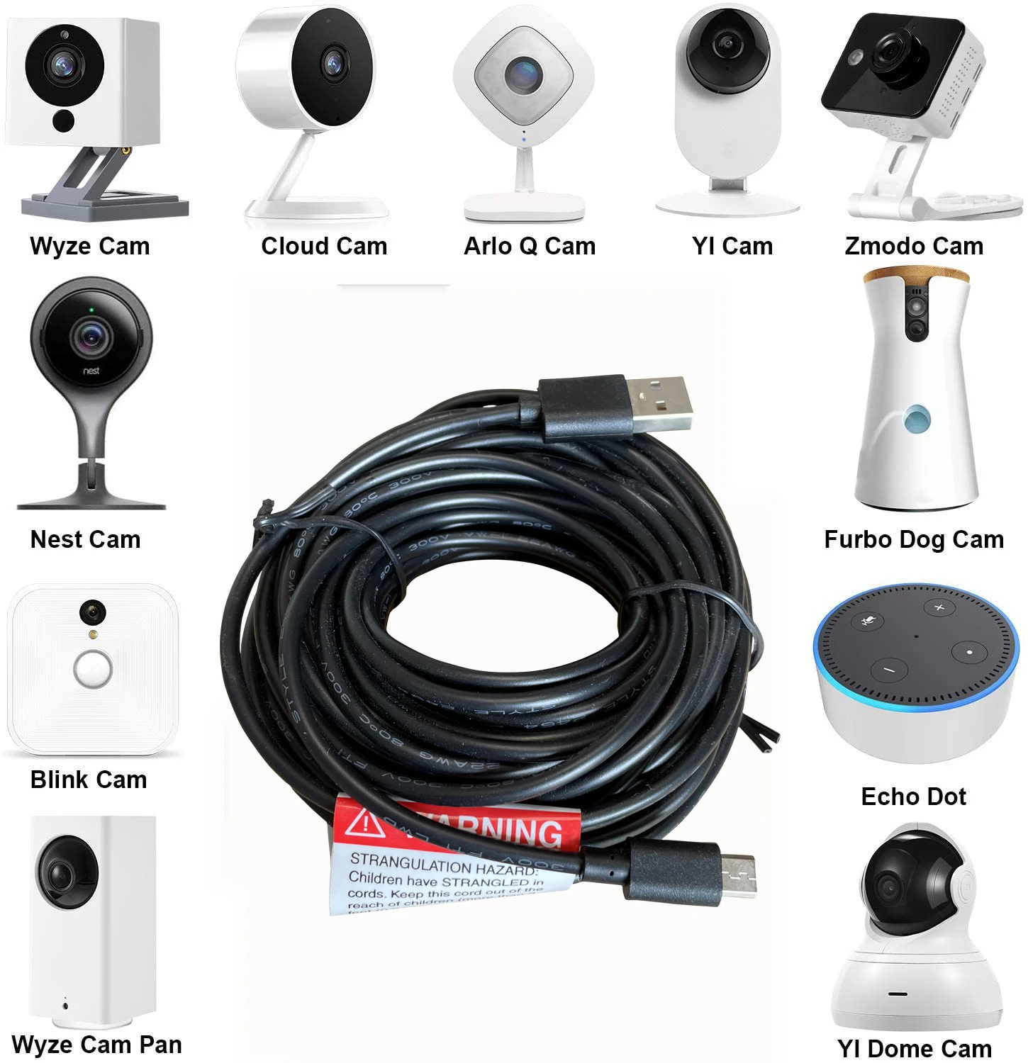 

10Meters 33FT USB Power Extension Cable Power Cord for Wireless Home Security Camera,Kasa Cam,Wyze Cam,YI Cloud IP Camera