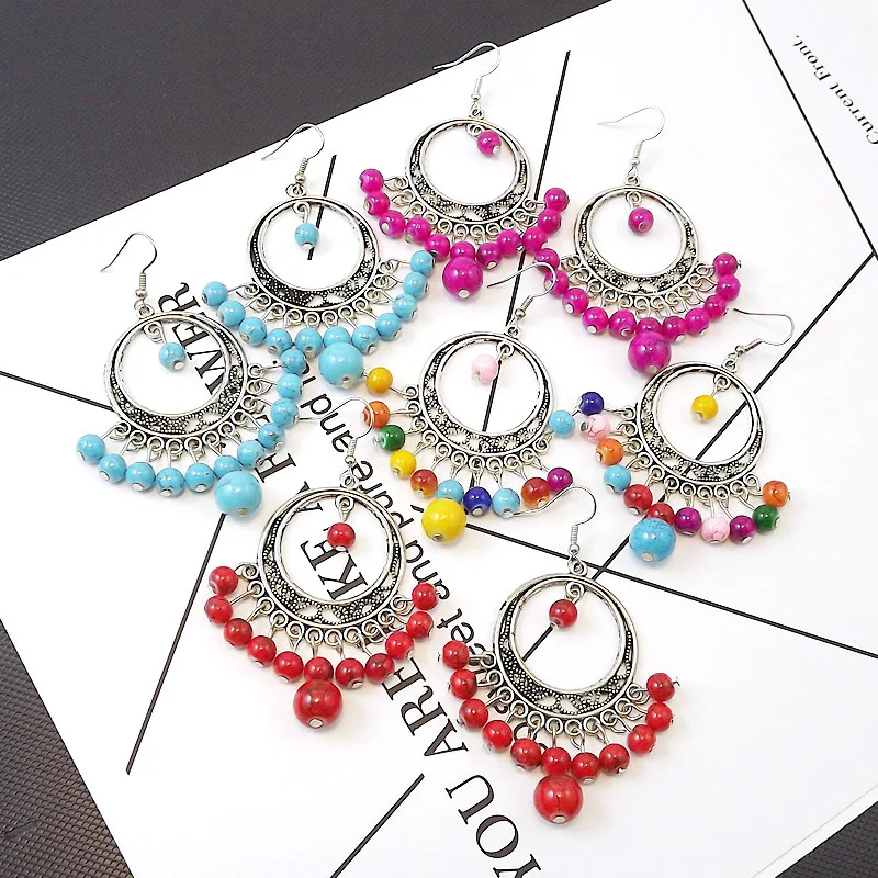 

EARRINGS FOR WOMEN NEW HOT SALE BOHEMIAN RETRO ETHNIC JEWELRY CLASSICAL RETRO SEEDLING SILVER EARRINGS FASHION JEWELRY