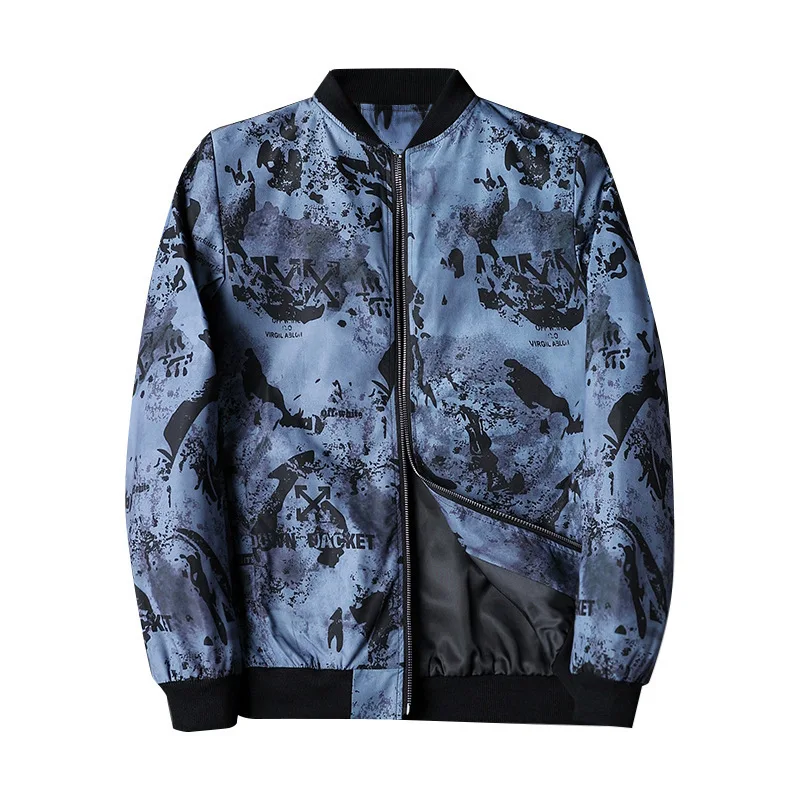 

Куртка мужская демисезонная с длинным рукавом, воротником-стойкой и принтом