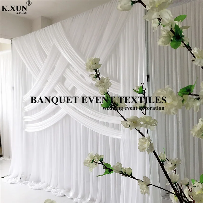Tel&oacute;n de fondo de seda de hielo para boda, tel&oacute;n de fondo de escenario para decoraci&oacute;n de eventos y fiestas, 10x10 pies-2