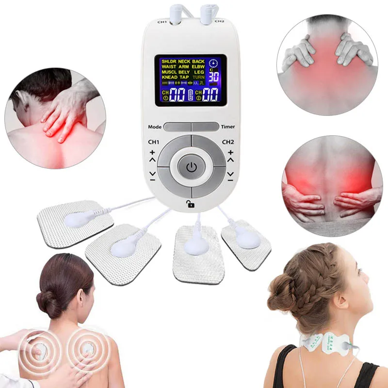 EMS Тенс акупунктуры массажер мышц тела Электрический терапия машина электродные