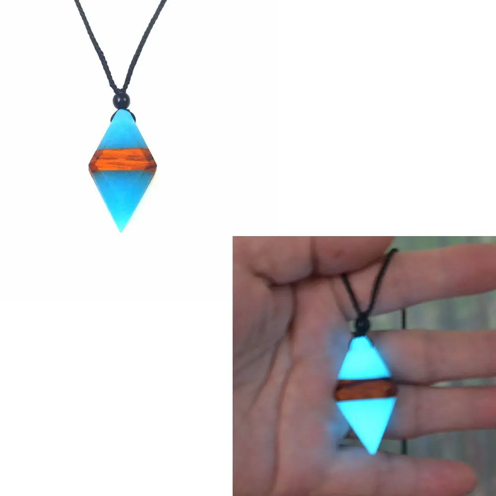 Hand made Vintage Necklace Pendant wood resin material luminous jewelry at night men and Women Fashion Gift | Украшения и