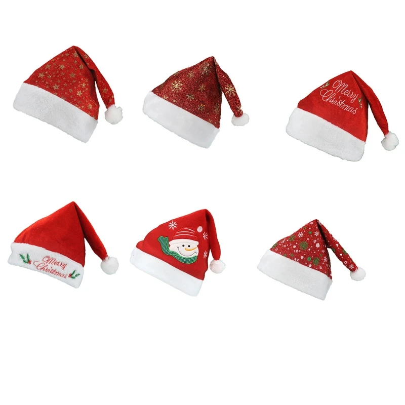 

MXMA Santa Hat Xmas Holiday Hat with White Plush Trim Comfort Christmas Hat for New Year Festive Holiday Party Fancy Dress