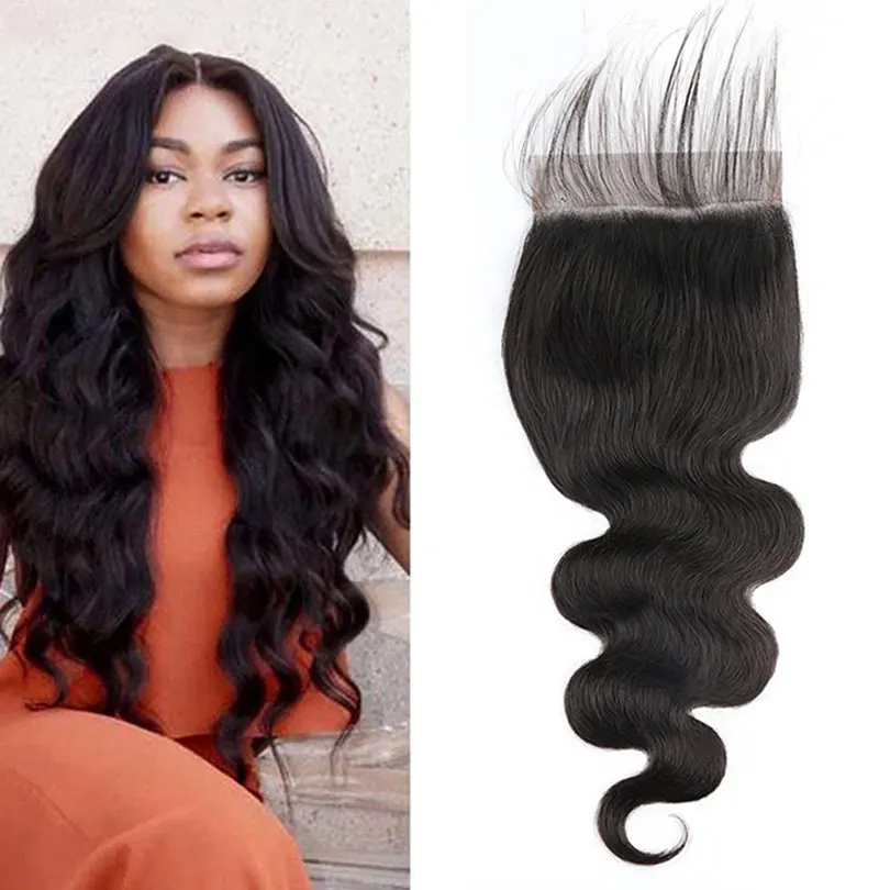

5x5 Body Wave Malaysian Remy Human Hair Closures Transparent Lace Closure Natural Color Hidden Knots