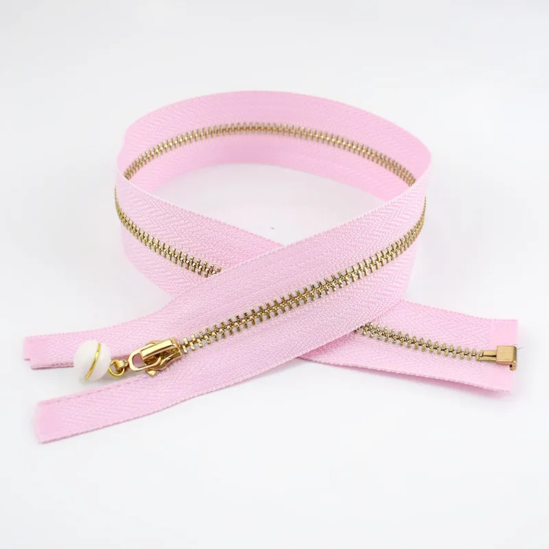 Pink-white 50 см 3# жемчужный слайдер съемник украшения металлические застежки-молнии для шитья одежды молния DIY ремесло аксессуары для шитья ZA044 золотые молнии - Цвет: Pink-white