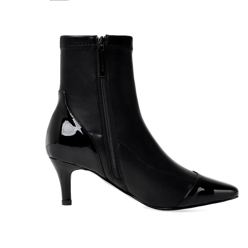 

ZVQ Winter Warm New Fashion Sexy Ankle Boots Outside High Heels Square Toe Solid Zip Office Women Shoes Drop Shipping Size 33-43