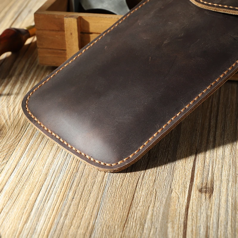 Crazy Horse кожаная ручная Ретро стиль унисекс сумка для карандашей Классическая