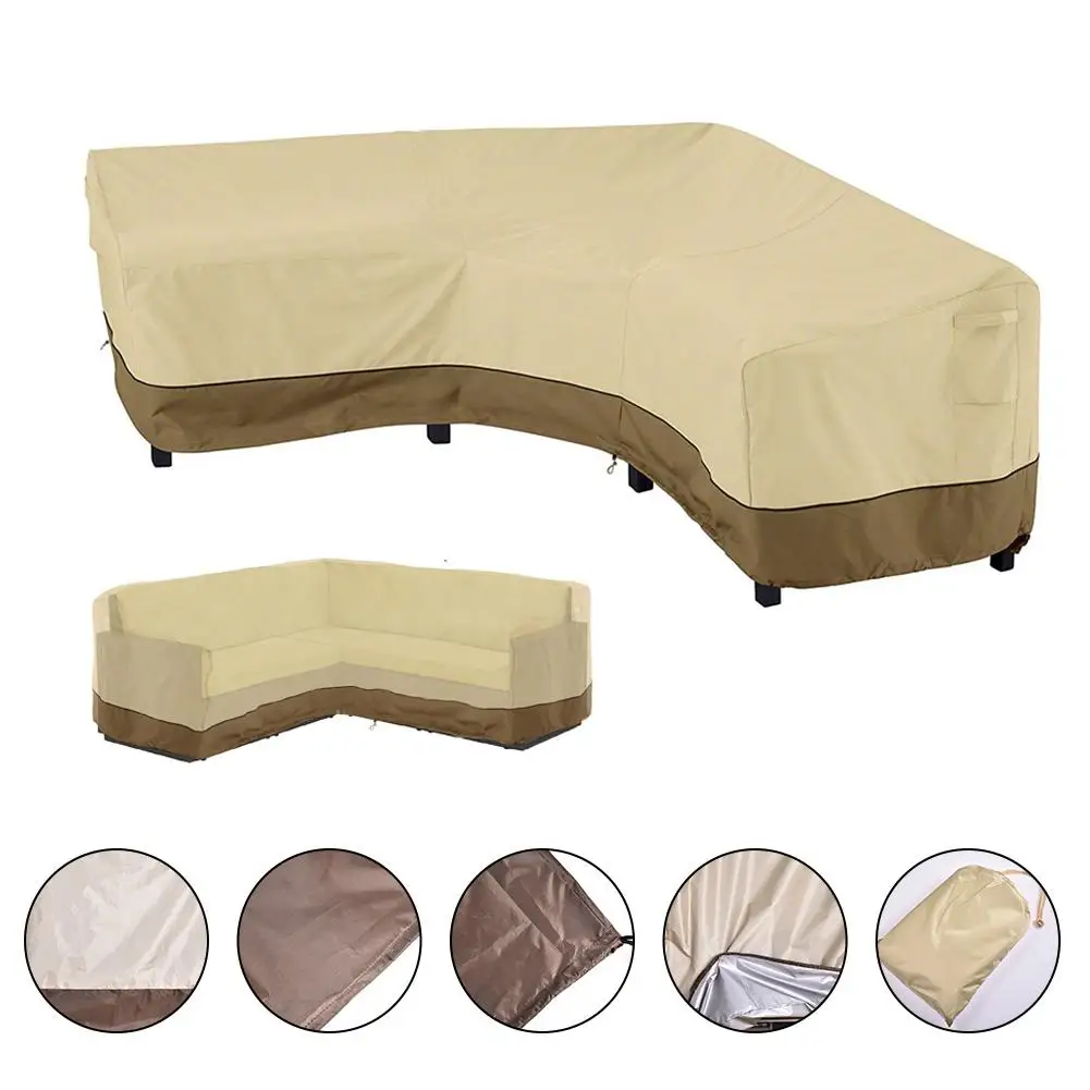 

Furniture Cover Veranda V-Shaped Sectional Sofa Cover Outdoor Furniture 420D Oxford Waterproof Dustproof Cover Sofa Accessories