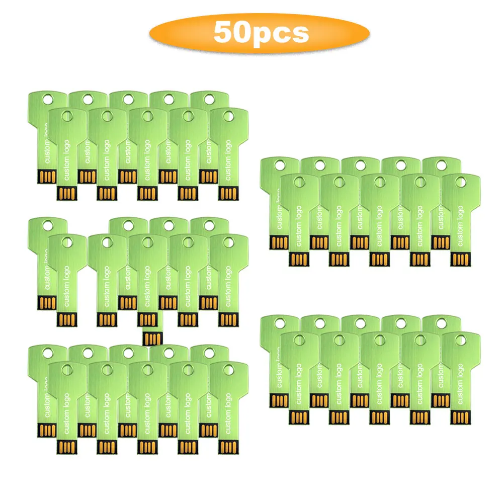 

50pcs/lot Free Custom Metal USB 2.0 Key Shape USB Pendrive 4GB 8GB 16GB 32GB 64GB Pen Drive Flash Drive Memory Stick for Gift