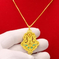 hi ethnic stoving varnish women 24k gold hollow out pendant necklace for female party jewelry with chain birthday gift girl