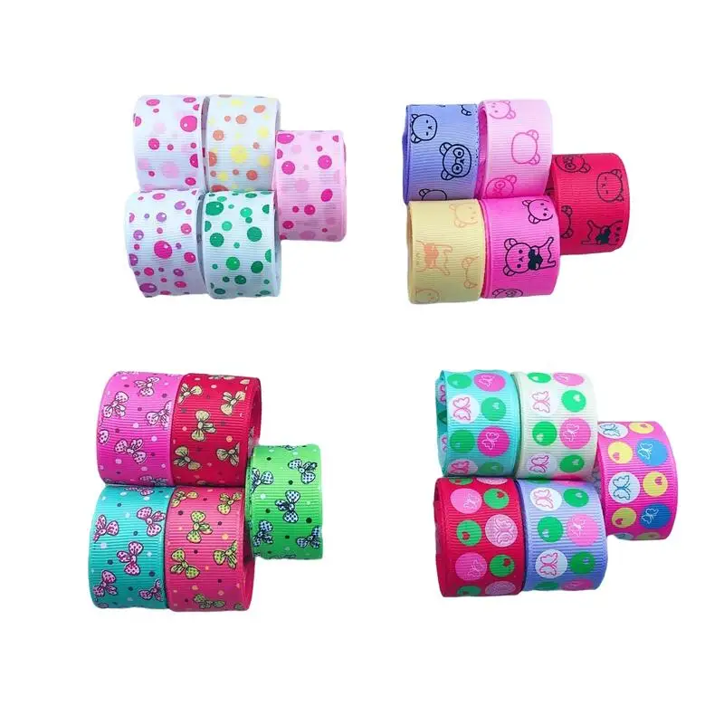 

HL 20 yards 1" 4 Styles Printed Grosgrain Ribbon Wedding Party Decoration Wrap DIY Crafts Packing Belt