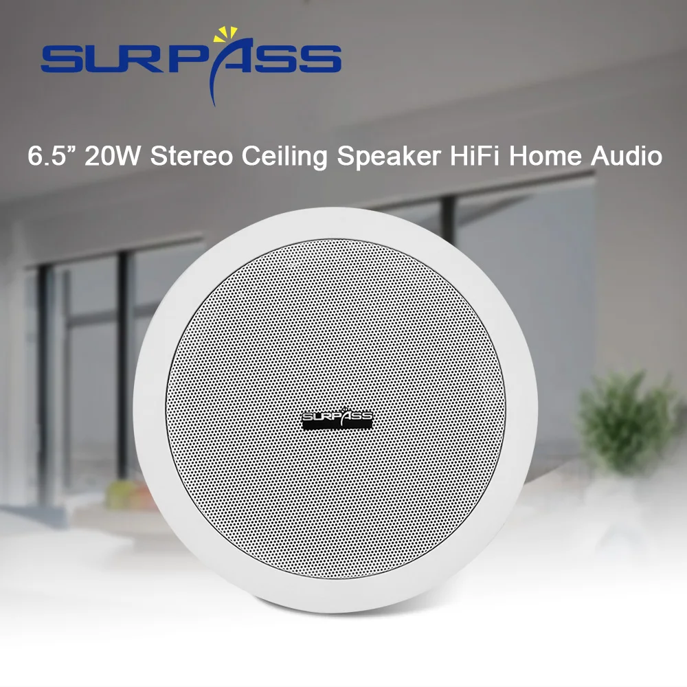

Passive In Ceiling Speaker PA System 6.5" Audio HiFi Stereo Sound Public Broadcast Background Music Coaxial Loudspeaker for Home