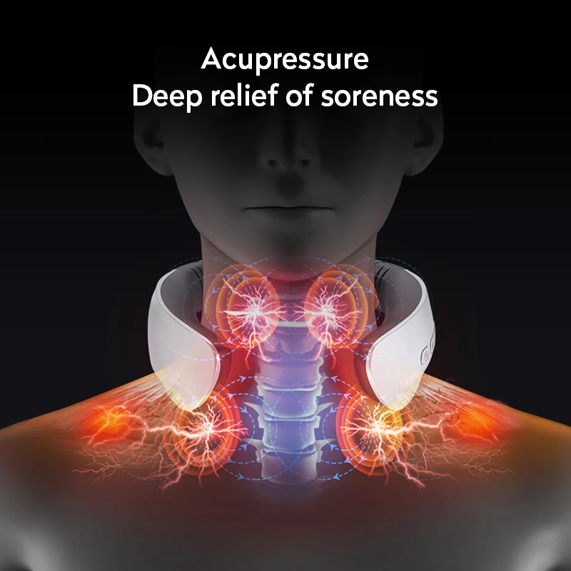 

4 Heads Neck Massager Electric Smart Shiatsu Pulse Cervical Massager Stiff Neck Massage Heating Health Care Pain Relief