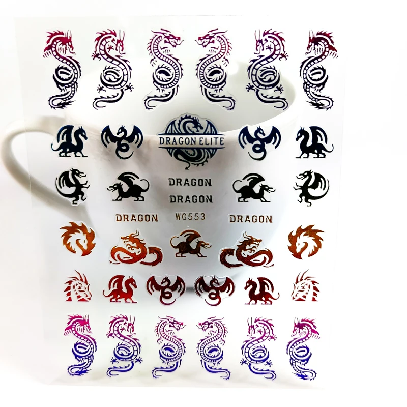 1 шт. красочные бронзирующие змеи сердце Φ золотой дракон Переводные слайдеры