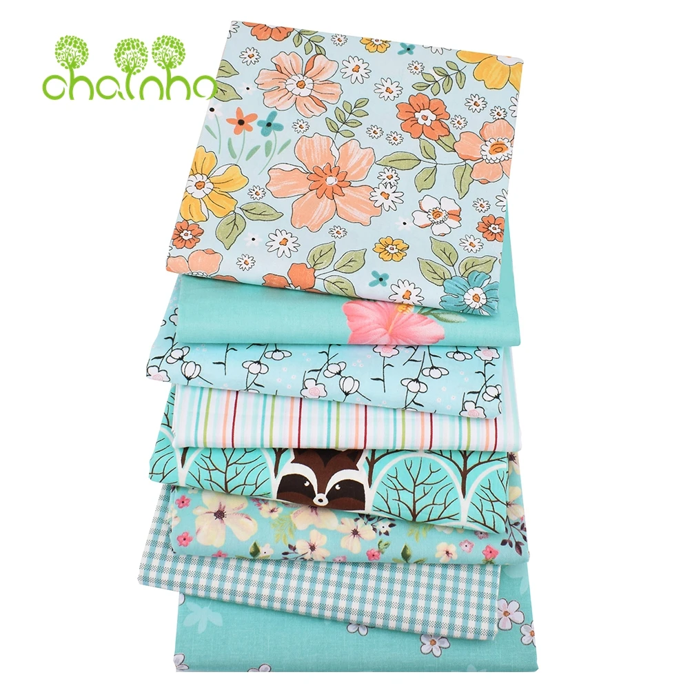 

Chainho,Green Floral Series,8pcs/Lot,Printed Twill Cotton Fabric,Patchwork Cloth,DIY Sewing Quilting Material For Baby&Children