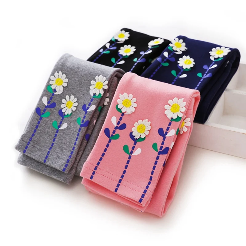 От 2 до 7 лет леггинсы для девочек брюки принцессы с милыми цветами детей Теплые