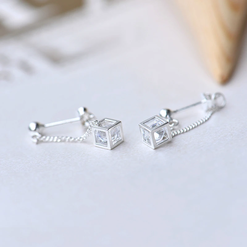 Модные ювелирные изделия серебряные серьги в форме магического кубика длинные