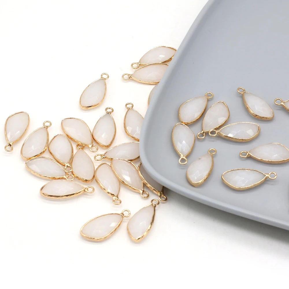 

2pcs Natural Irregular White Jades Stone Charm Pendant for DIY Women Necklace Accessories Jewelry Making Gifts Size 10x25mm