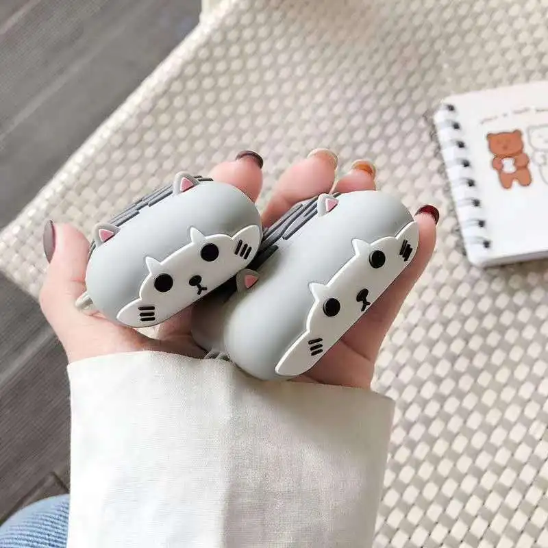 Мягкий чехол для наушников с милым котом Airpods 1/2 силиконовый беспроводной