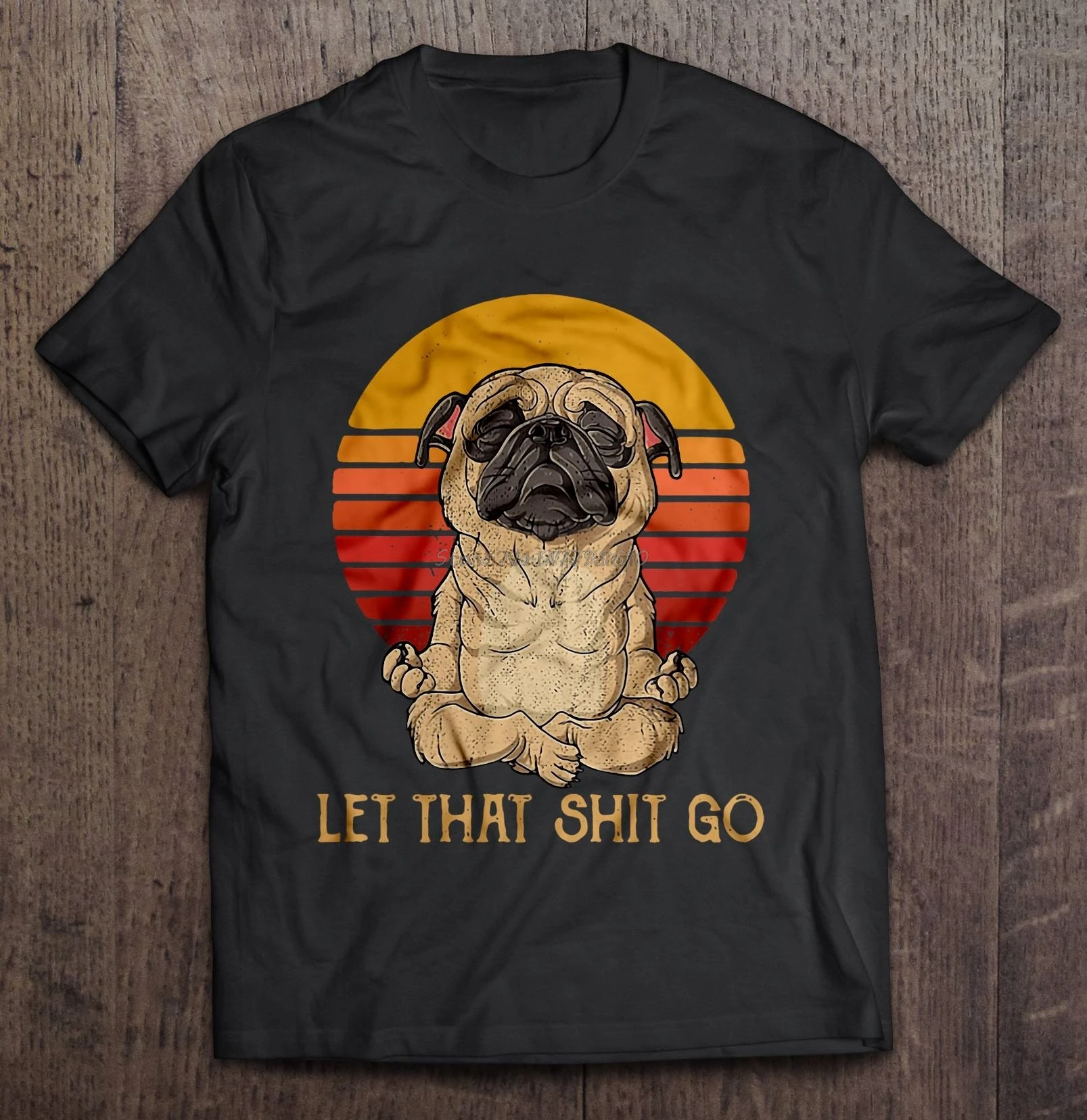 Забавная Мужская футболка модная винтажная женская с надписью Let That shitgo Pug Doing Yoga