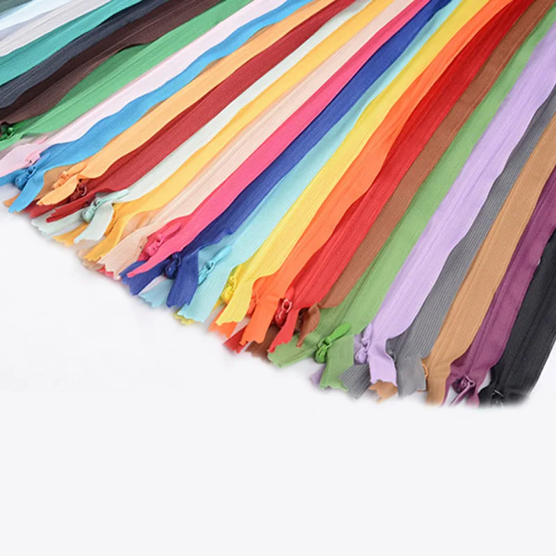 

100 pieces brand invisible zippers 25cm-40mm plastic invisible zipper for clothing closure tail zipper skirt cushion quilt cover