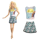 NK 1 шт., модное милое платье с рисунком для кукол 16, радужная рубашка + юбка, аксессуары для кукол Барби, детские игрушки