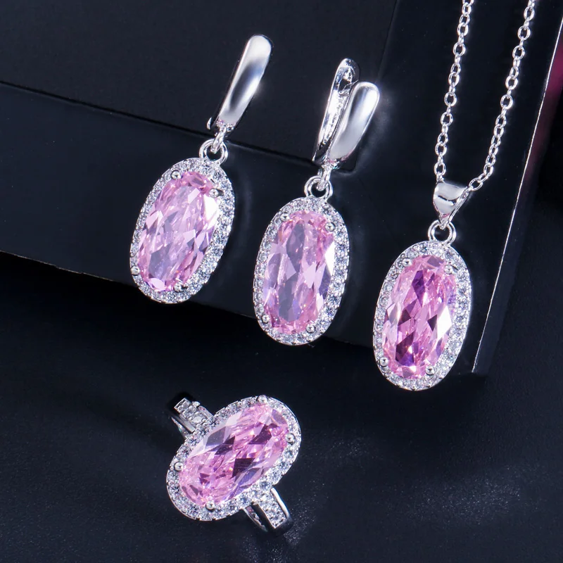 Серьги и кольцо с фианитом женские овальной формы | Украшения аксессуары