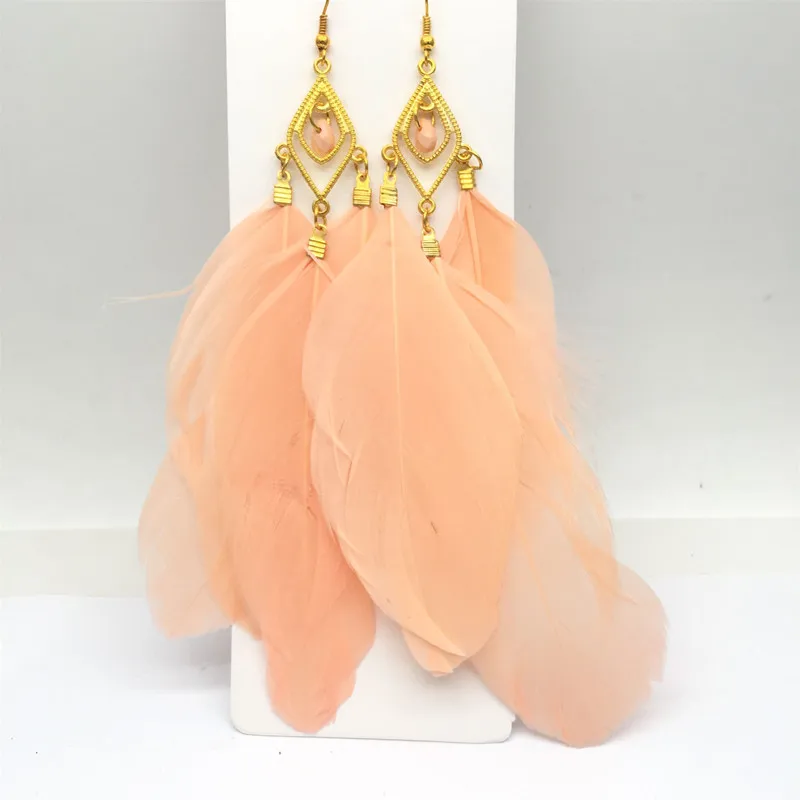 Ms Betti Vintage long feather earring for fahion women 2020 jewelry gift wholesale 6 pairs/lot | Dangle Earrings