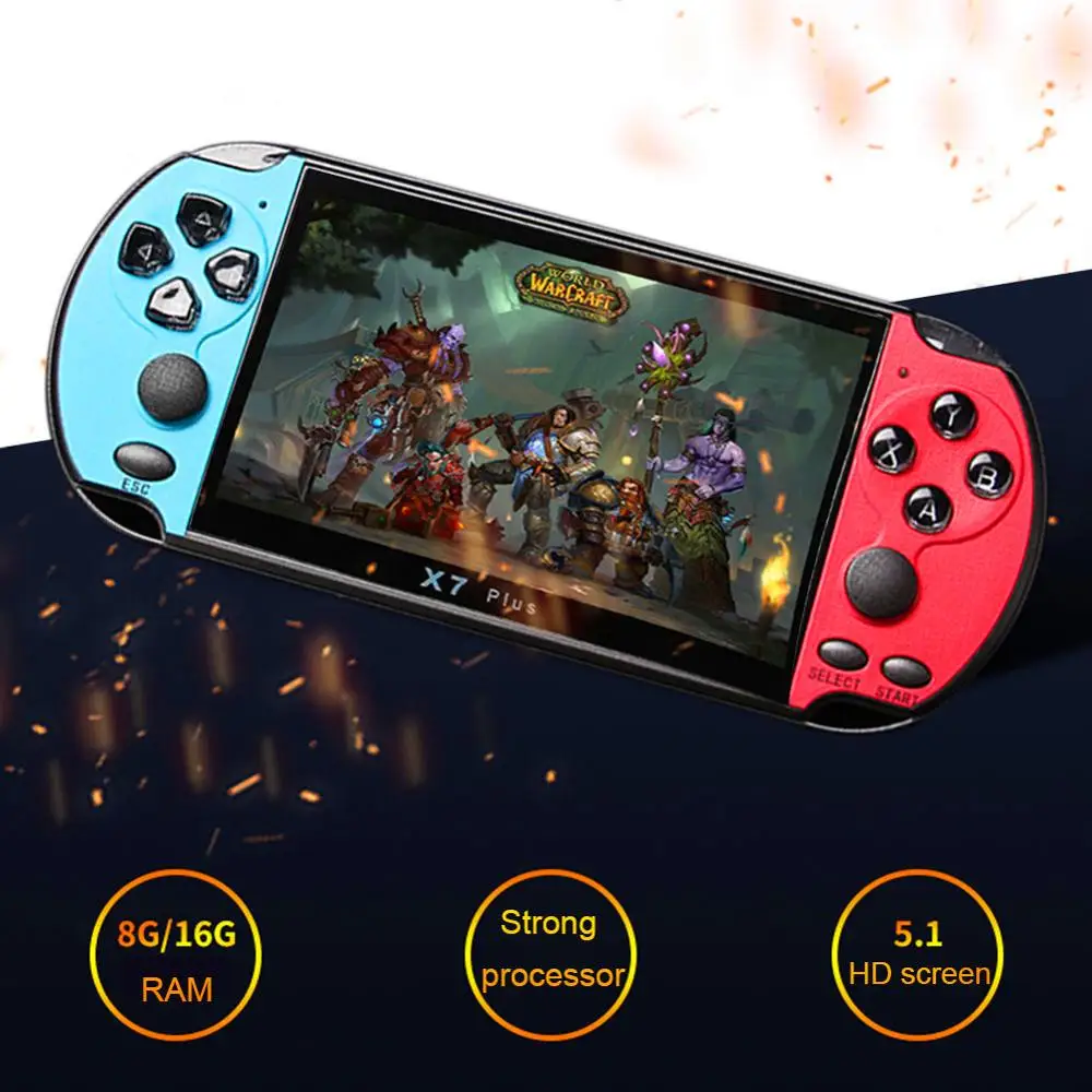 New Drop shipping Dual Joystick 5.1inch X7 PLUS Handheld Game Players 8GB Memory MP5 Video Console 500 Kinds Multimedia classic Games |