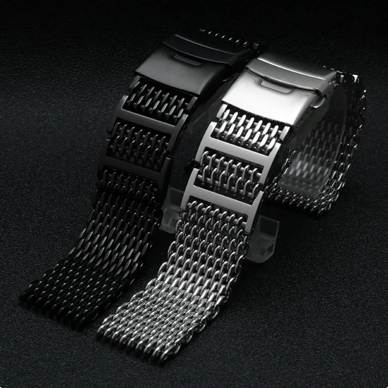 High quality mesh stainless steel watchband 20mm 22mm 316L stainless steel bracelet for IWC Omega wrist band metal milan band