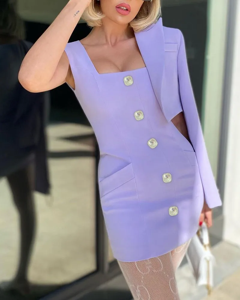 

Women's Spring and Autumn long Sleeve Button Design Bodycon Dress Female Lady Dresse