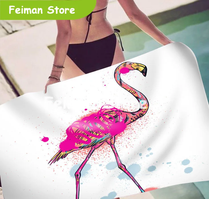 3D цифровая печать Фламинго дизайн Приморский полотенце для пляжа бассейна Новый