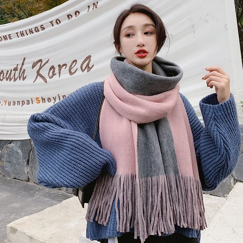 Женский шарф-Пашмина Модный мягкий кашемировый шарф с кисточками зима 2019 |