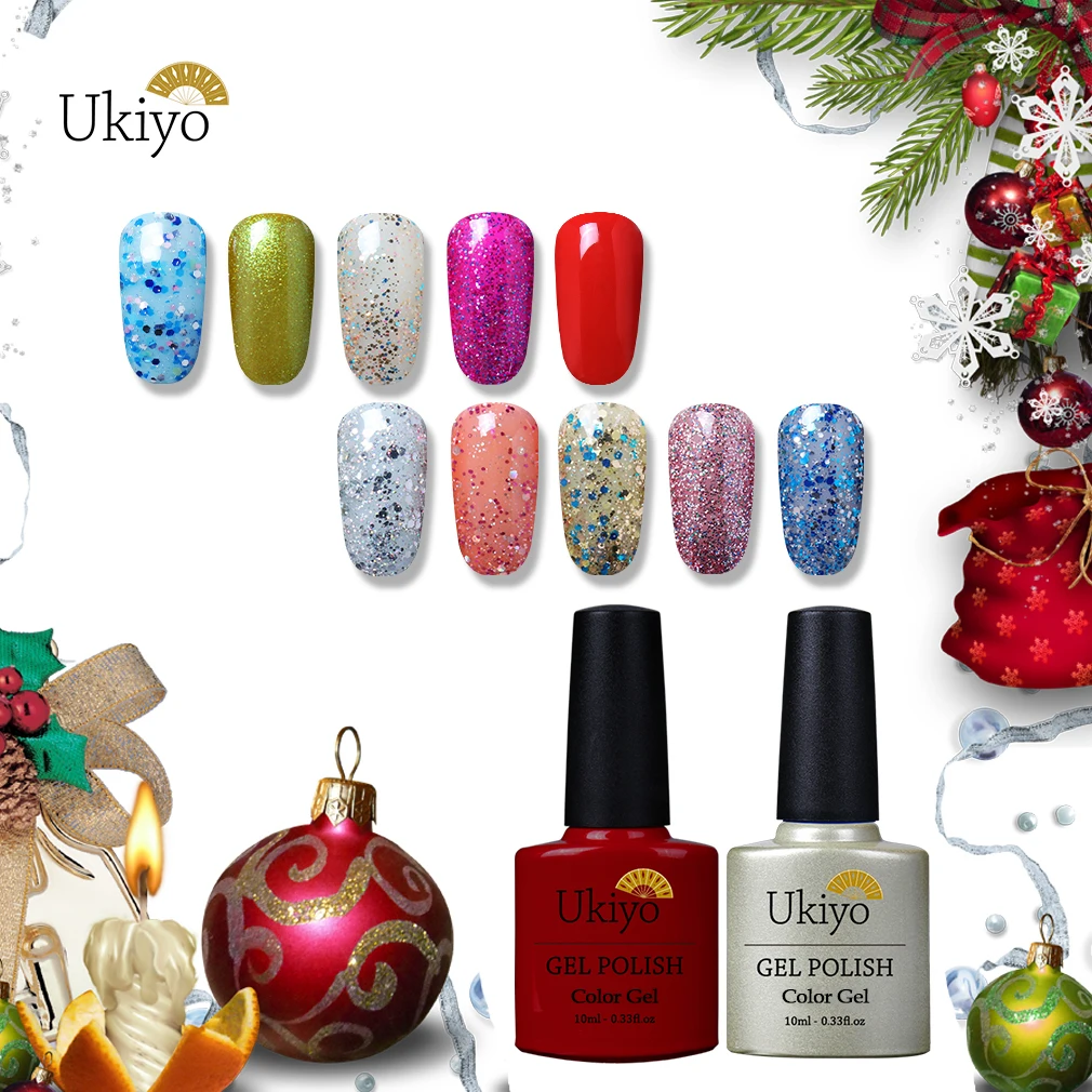 Ukiyo 10 мл Рождественский УФ Гель лак мерцающий Блестящий Гибридный Полупостоянный