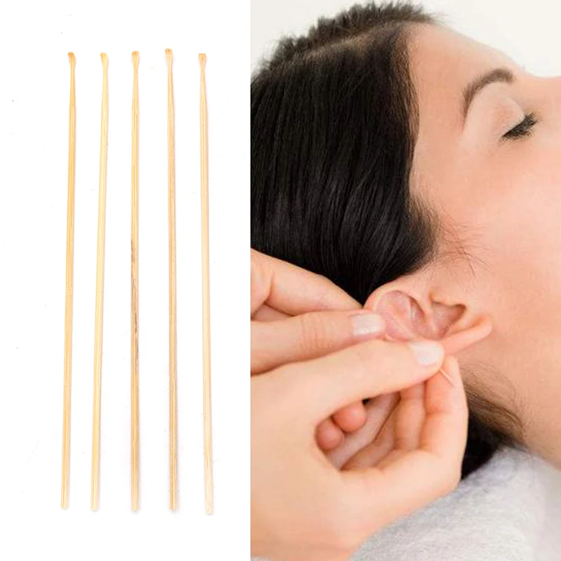 

5pcs Wooden Ear Pick Safety Earwax Bamboo Spoon Cleaner Remover Tool Health Care