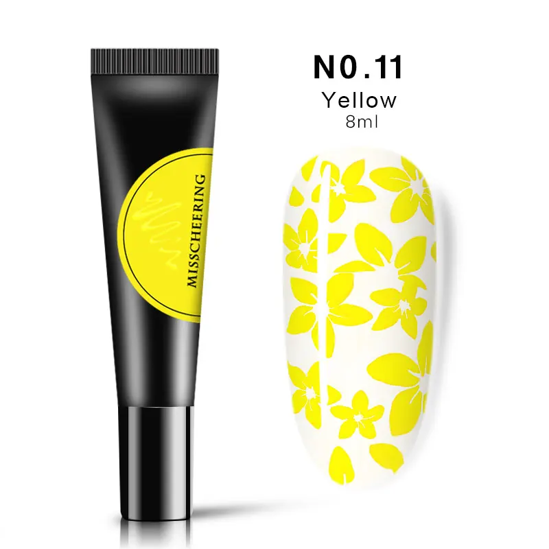 11 Yellow 8 мл Гель-лак для стемпинга ногтей цветной принт масло УФ Гель-лак для ногтей впитывающийся лак для переноса стемпер пластины DIY Инструменты для дизайна ногтей - Цвет: 11 Yellow
