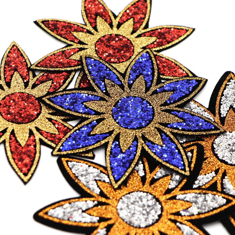 1 шт. новые нашивки с подсолнухами для одежды термо Стикеры блестками домашнего