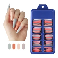 100 pcsset colorful nails art fake nail tips false press on coffin with glue stick display full cover artificial designs
