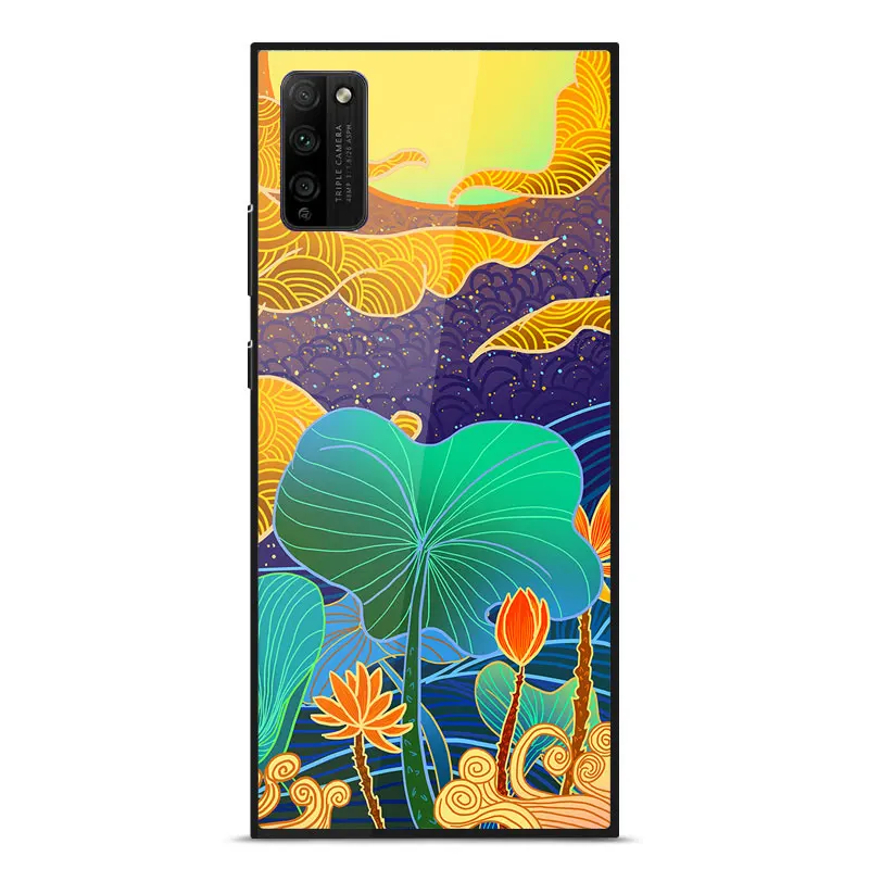 

Honor X10 Max X10 Play 4T Pro 30 Lite 30 Pro Case Fashion Painted Silicone Frame Smooth Mirror Tempered glass Phone Back Cover