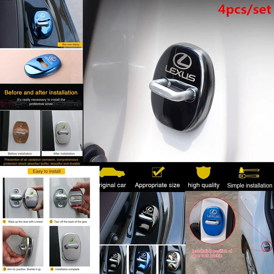 

VEHICAR 4PCS Car Door Lock Cover for LEXUS RX350 IS300 ES350 IS250 CT200H NX GS350 NX200T ES250 Anti-rust Sticker Case Protector