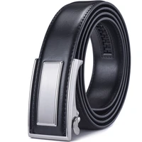 mens leather ratchet dress belt with adjustable automatic sliding buckle