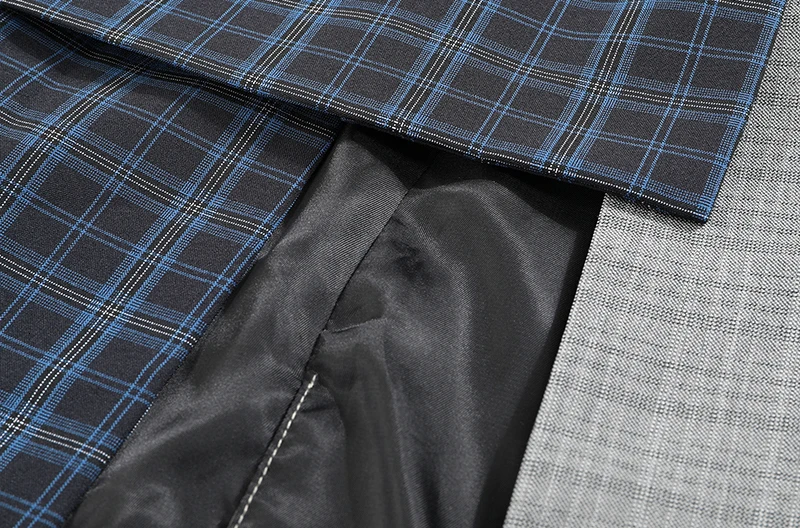 TWOTWINSTYLE женский синий клетчатый ассиметричный Блейзер большого размера лацкан длинный рукав свободный крой куртка мода весна осень