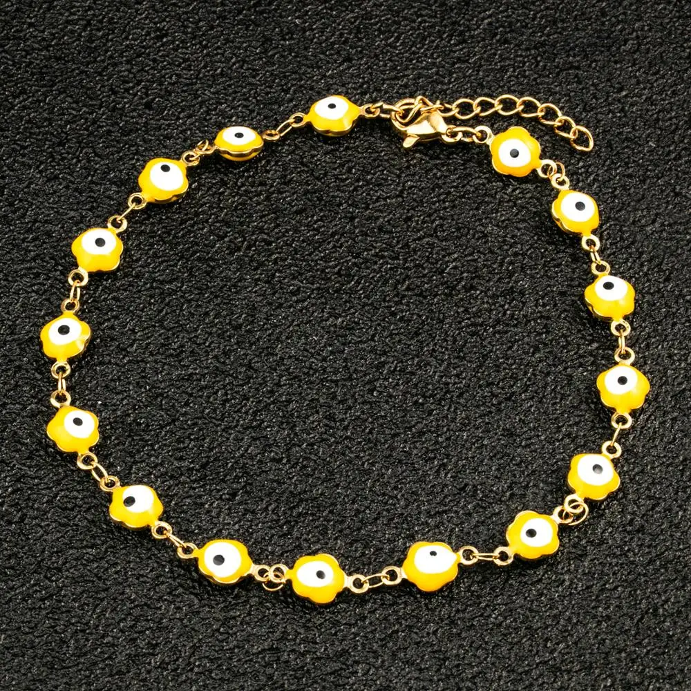 Ширина 5 мм сглаза из нержавеющей стали эмаль цветок браслеты красочные ноги