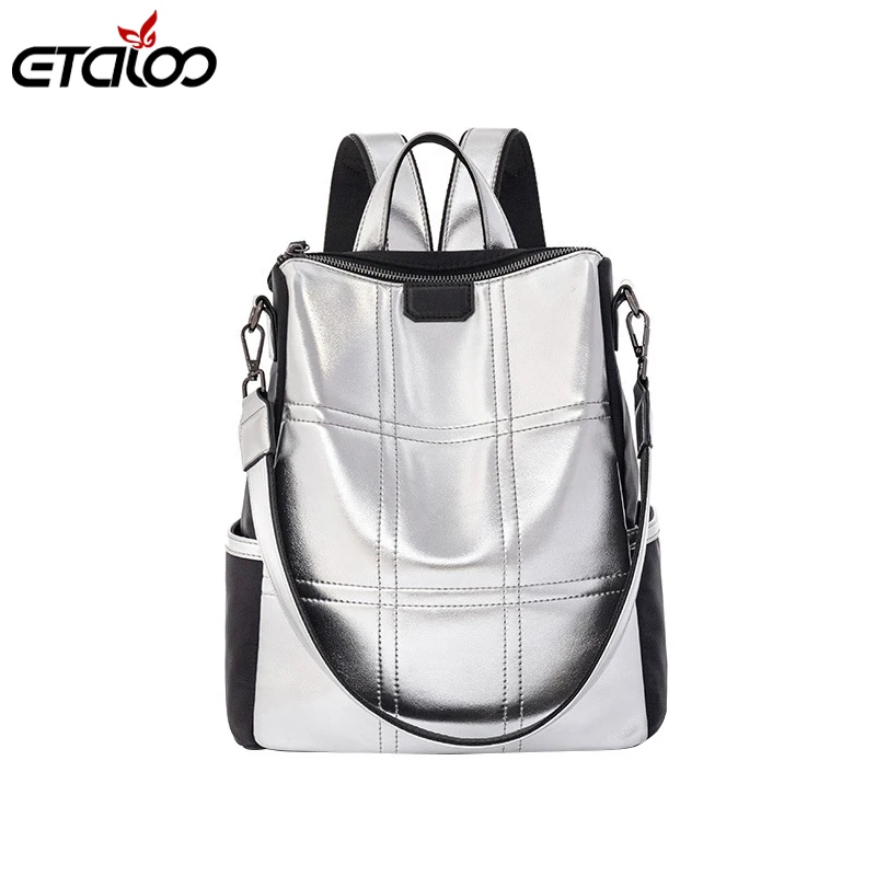 Модный молодежный кожаный рюкзак для женщин школьный ранец на плечо однотонная