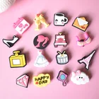 Очаровательные украшения для обуви, крокодиловые украшения, пряжка, аксессуары, комбинация Jibz для девочек, парфюмерная чашка, на высоком каблуке, Алмазное зеркало