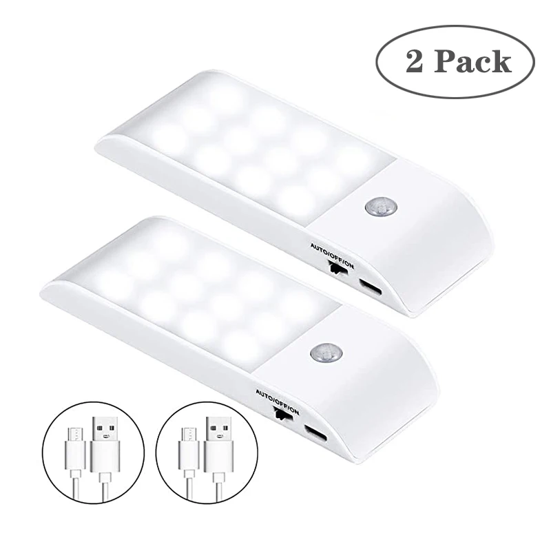 

12 LED Rechargeable PIR Motion Induction Sensor Light Stick-on Wardrobe Night Light Hallway Wall Lamp USB Sensor Corridor Lamp
