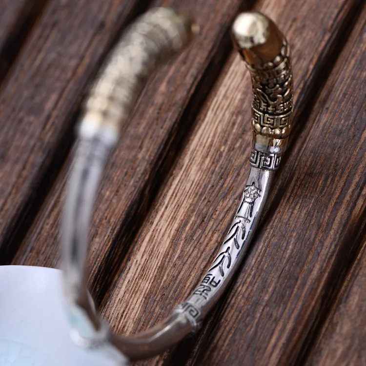 Мужской винтажный Браслет манжета из серебра 925 пробы|Гибкие и жесткие браслеты| |