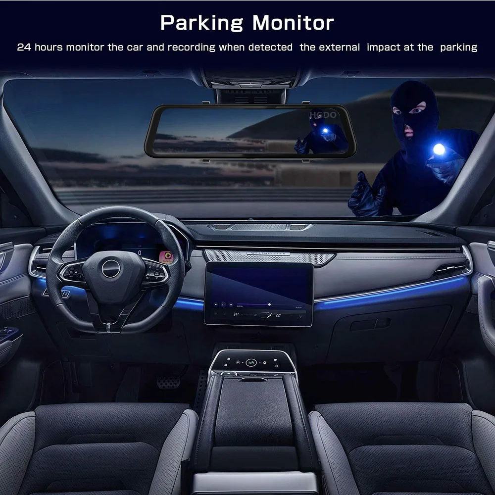 

TAVIN 2K Car dvr Camera 12 inch Rearview mirror Dash cam UHD 25601440P Video recorder With Reverse camera and Night vision